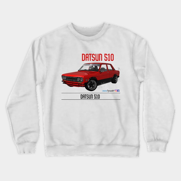 Datsun 510 Red Crewneck Sweatshirt by PjesusArt